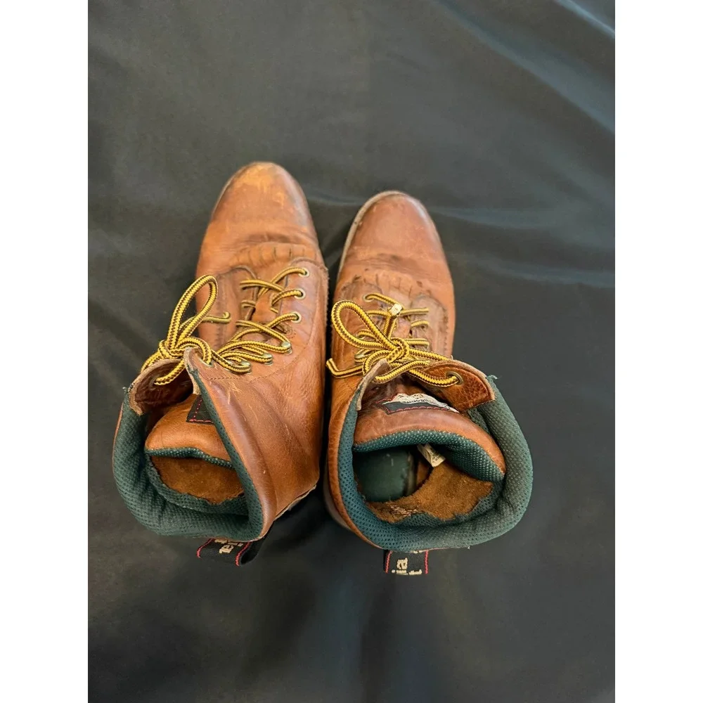 Georgia Boot Brown Leather Logger Work Boots Lace Up Kiltie Mens Vintage